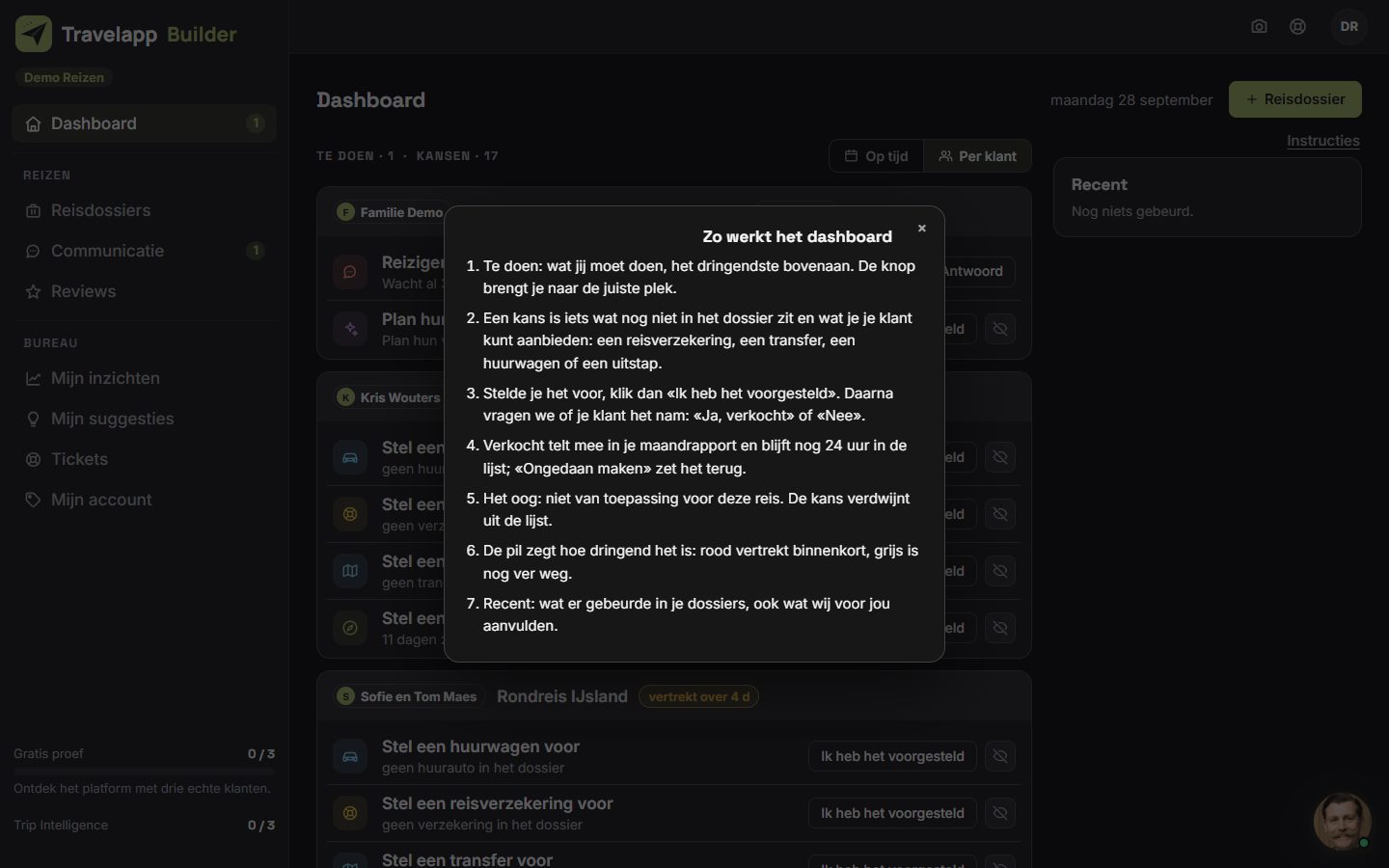 Dashboard · instructies