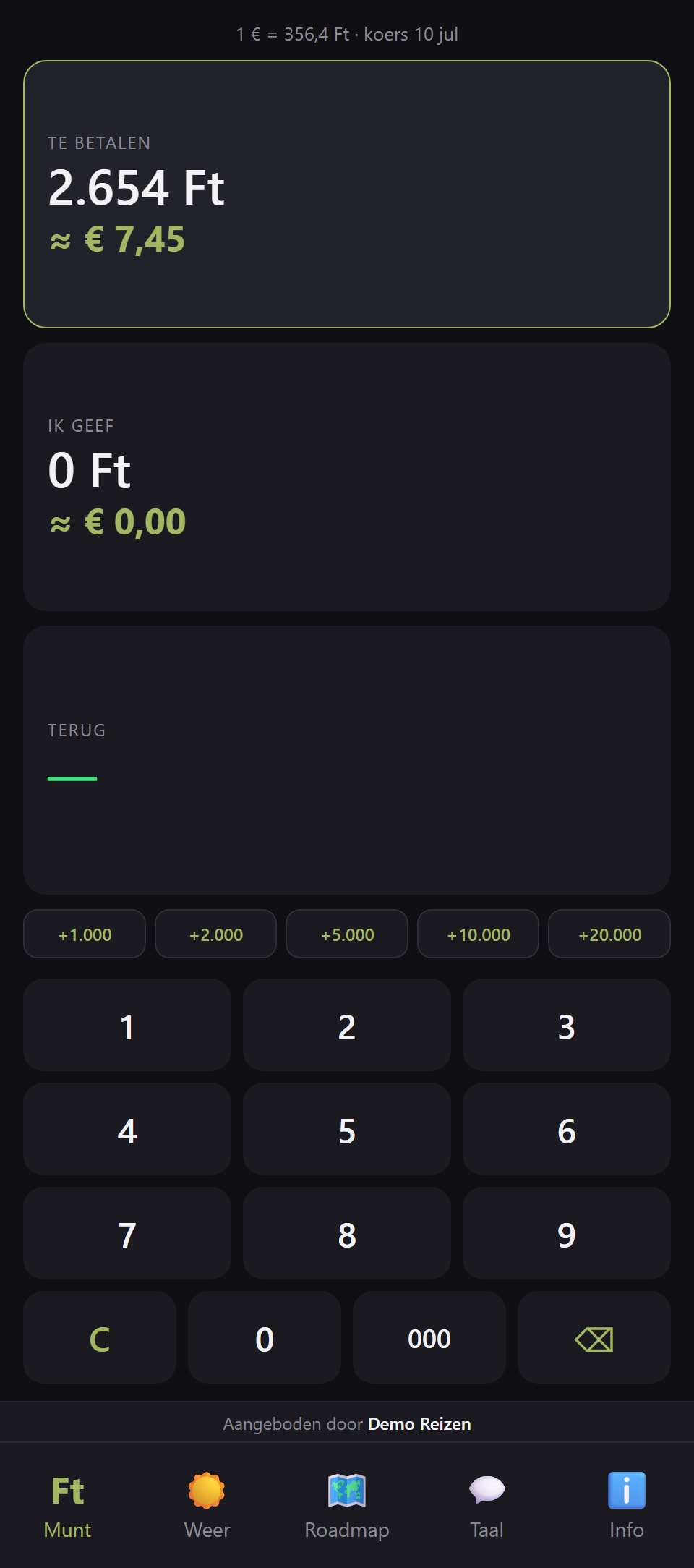 Currency calculator in forint